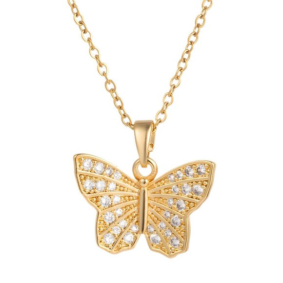 Elegant Butterfly Pendant Necklace | 18K Gold Plated Stainless Steel - Picture 1 of 1